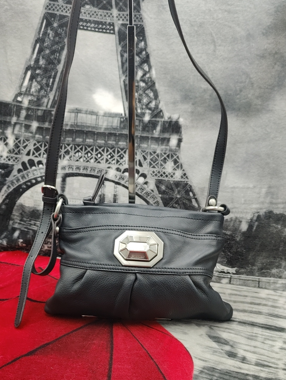 B. Makowsky Black Leather Bag